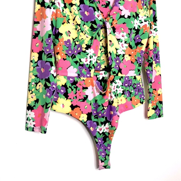 AFRM Indy 70’s Hippie Vibes Neon Garden Floral Cut-Out Bodysuit - Picture 5 of 12